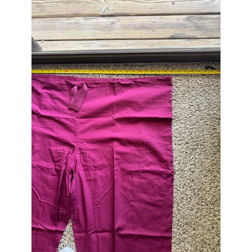 Cherokee Workwear Scrub Set 3XL Wine Burgundy V-Neck Top Drawstring Cargo Pants